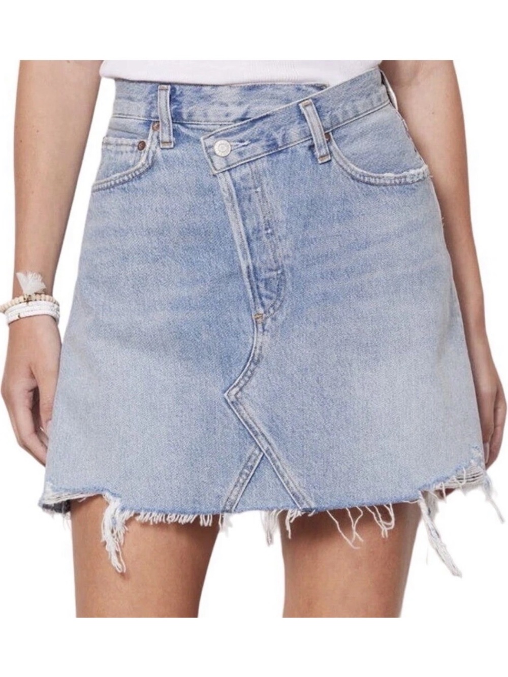 AGOLDE Criss Cross Denim Skirt blue size 24 organic cotton